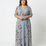 Carla - Vestido Maxi com Decote em V e Estampado Floral