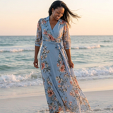 Carla - Vestido Maxi com Decote em V e Estampado Floral